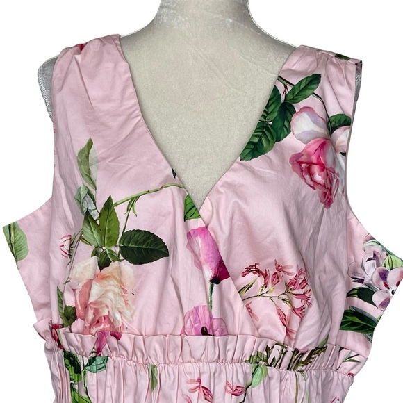 Express Floral V-neck Ruffle Peplum Top Women’s Size XL Pleated Sleeveless - Picture 4 of 11